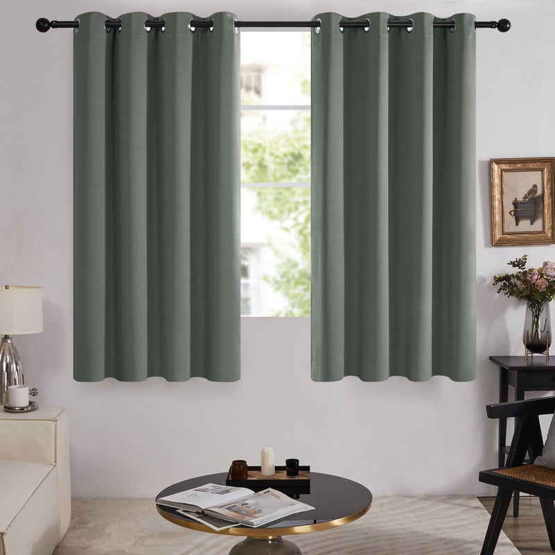Deconovo 100% Blackout Curtains, Thermal Insulated Window Drapes, Noise Reducing Panels, Black Liner Grommet Drapes, Bedroom Nursery Home Office, Dark Grey, 52W x 54L, 2 Panels - Image 2